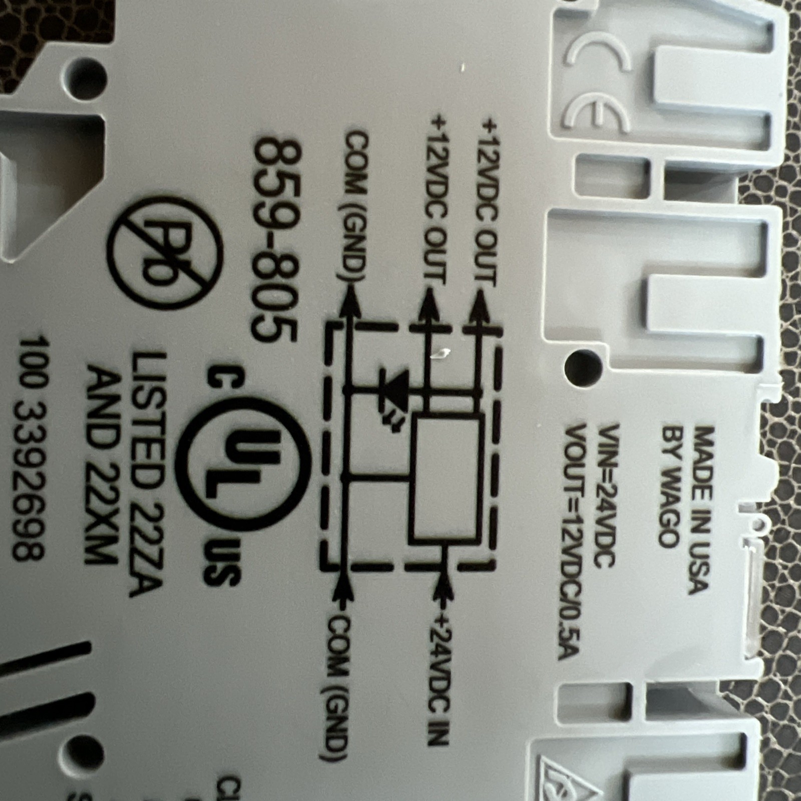 Wago 1 x 859-805 DC/DC Converter DIN 5-6 mm / 0.24 in 0.08-2.5 mm AWG 28-14 NOS