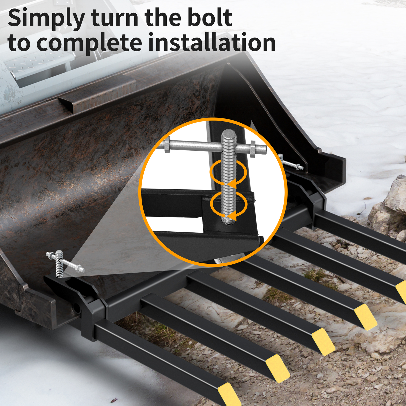 21″ Fork Length Clamp-On Debris Forks Fit 60″ Loader Buckets Skid Steers 4000LBS
