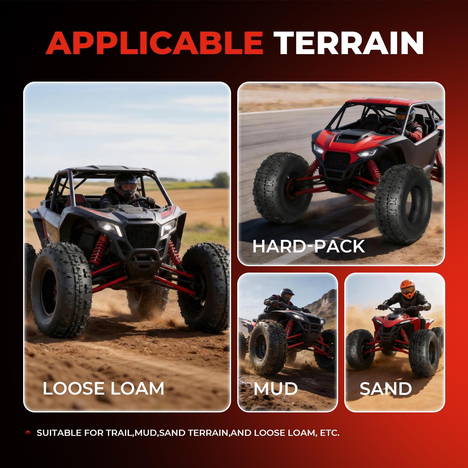 21×7-10 ATV UTV Tires All-Terrain 6PR Tubeless Non-Directional Set of 2