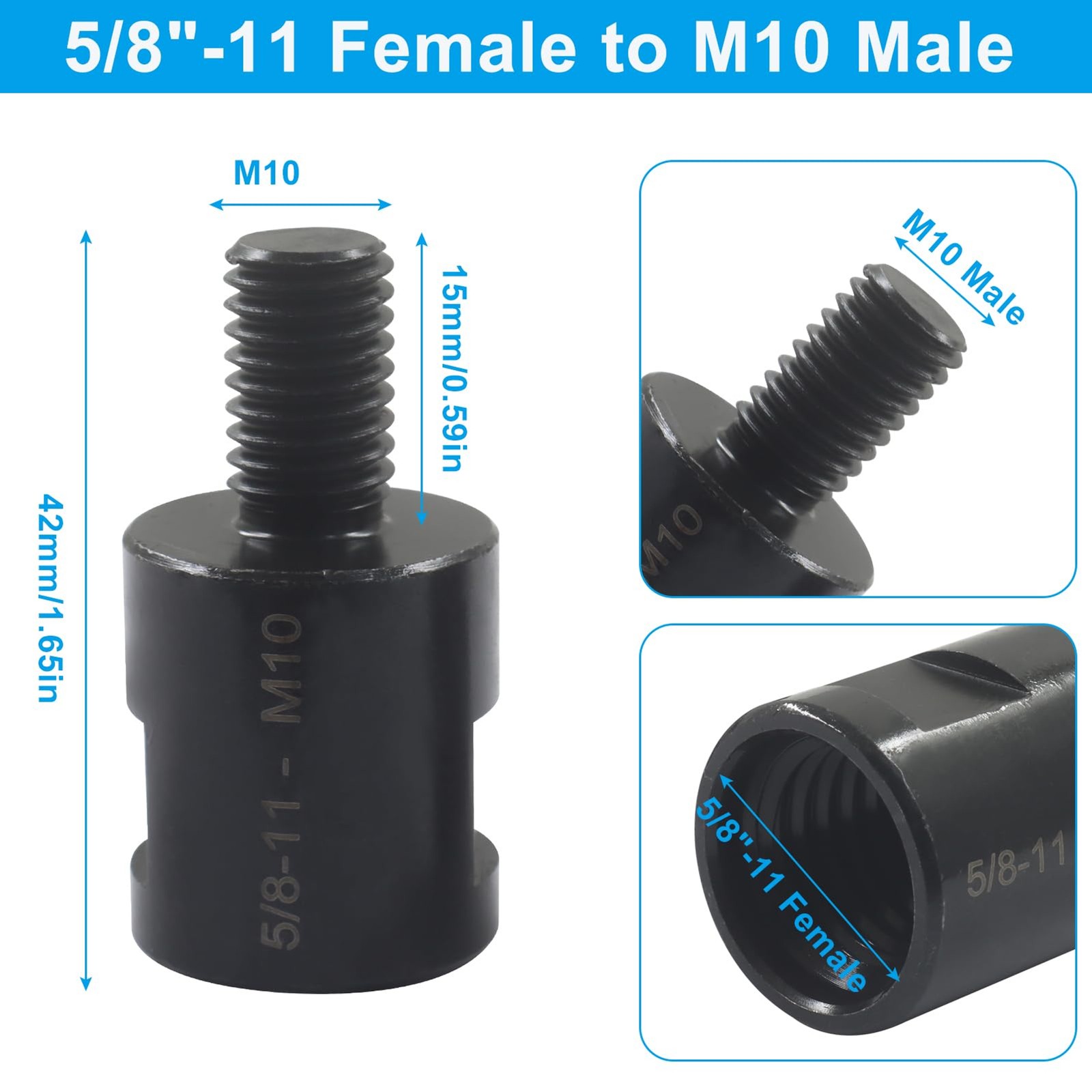 Angle Grinder Converter Adapter, 5/8″-11 Female to M10/M14 Male | 2 Pcs, Thread