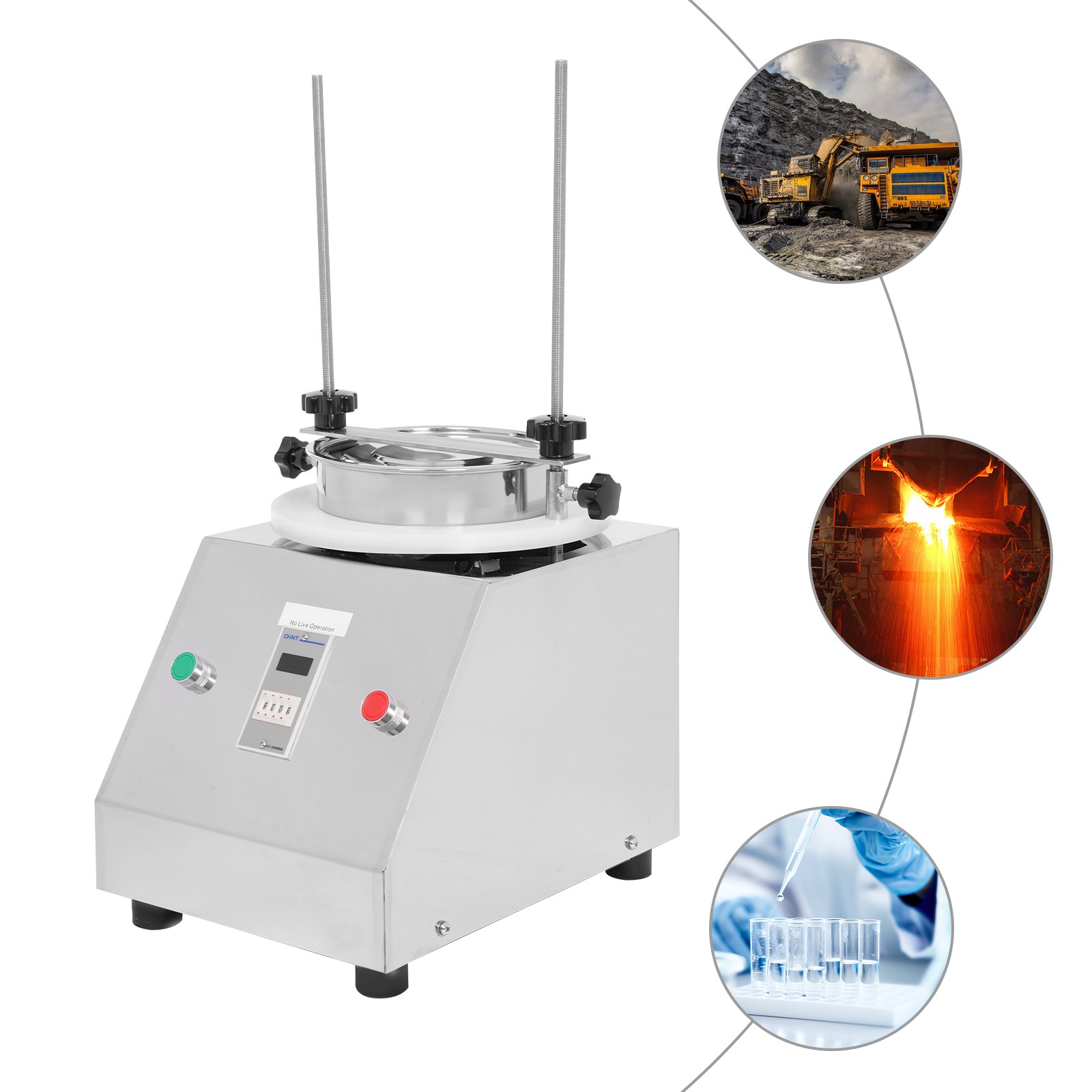 Electric Vibrating Sieve Shaker Sifter Machine w/ 200 Mesh Fit 75/100/200mm 110V