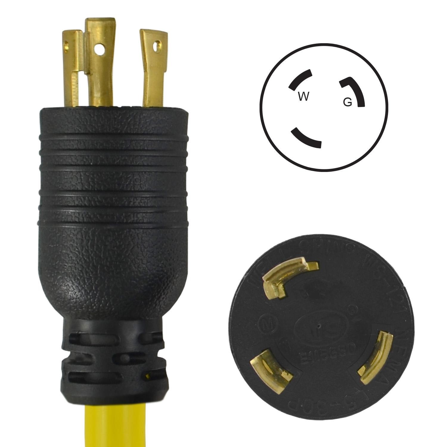 Conntek 25FT 30 Amp Generator Extension Cord NEMA L5-30P/L5-30R Twist Locking