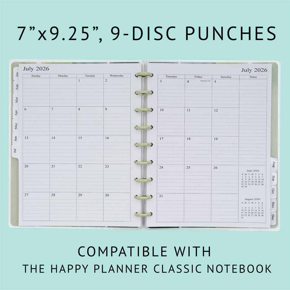 2026-2027 Planner Refills for Happy Planner Classic Notebook, Weekly & Monthly,