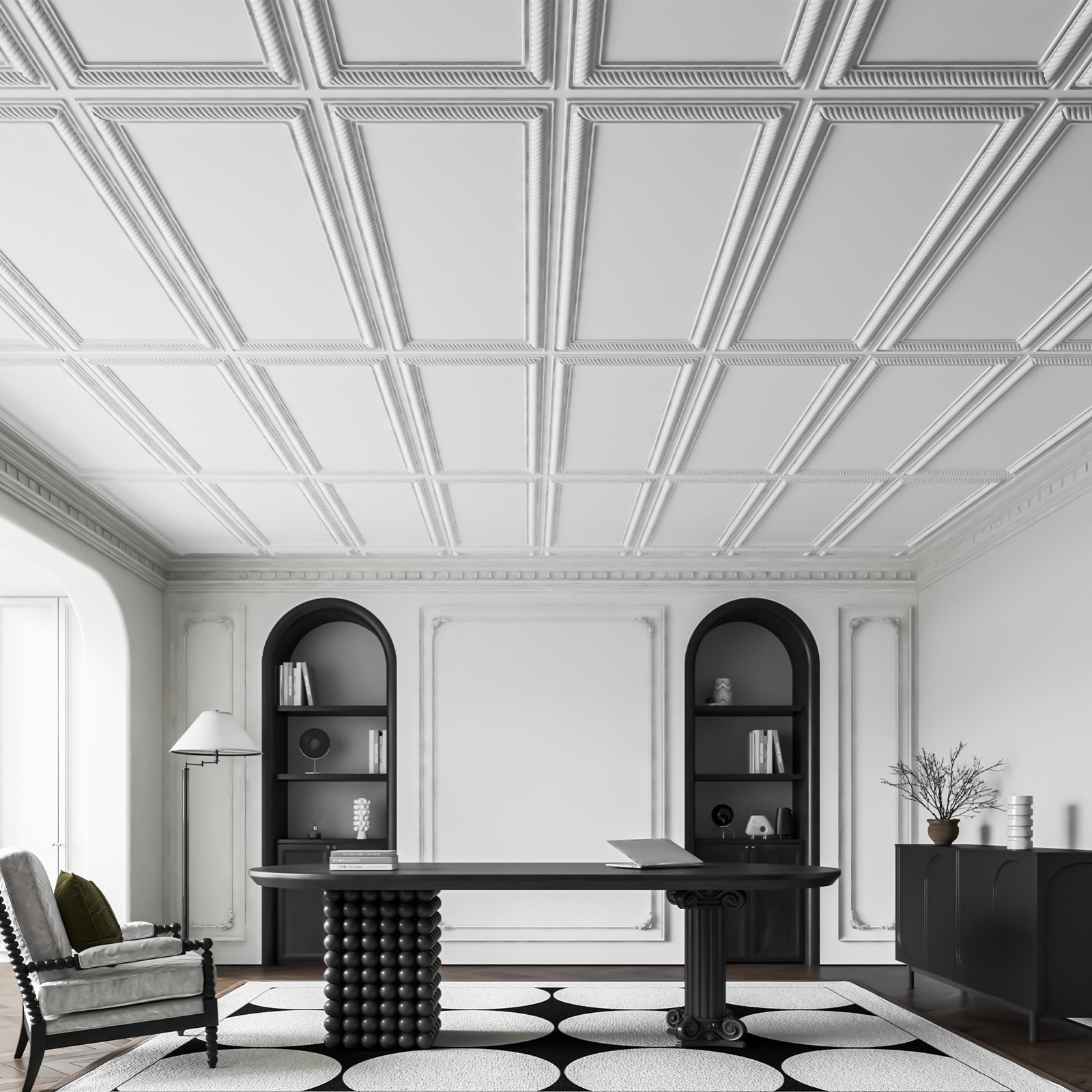 Art3d 3D PVC Drop Ceiling Tiles, 3D Wall Panels, 2×4 ft.Cover 96 Sq,ft (12-Pack)