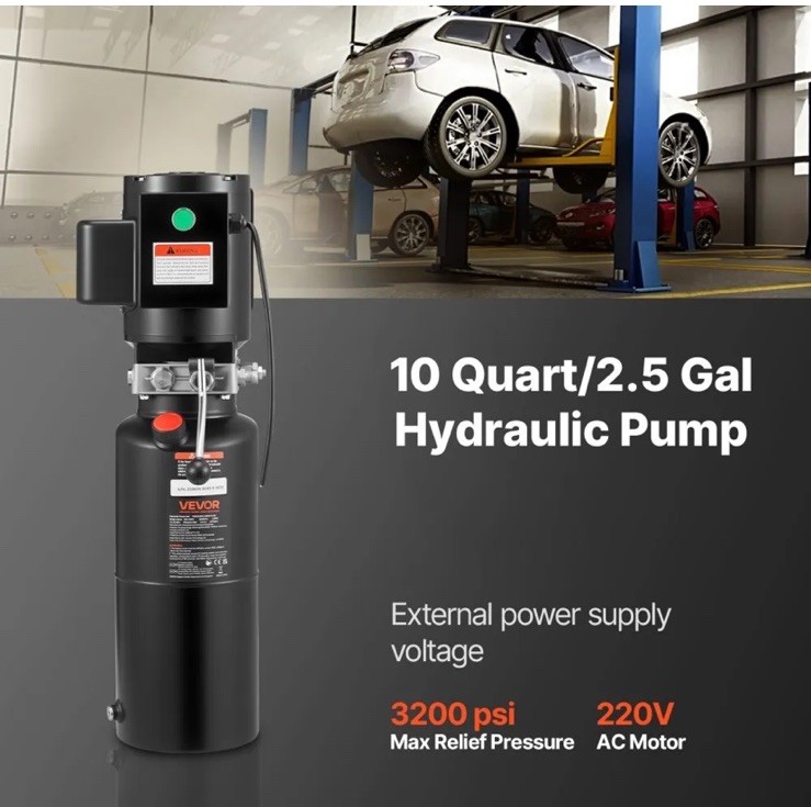 VEVOR Hydraulic Pump Power Unit AC 220V 10 Quart Single Acting Hydraulic Unit