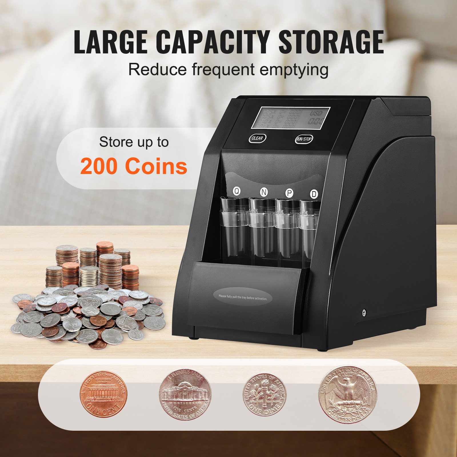 Uimoso USD Coin Sorter Wrapper Roller 150 Coins/min 4 Coin Tubes Store 200 Coins