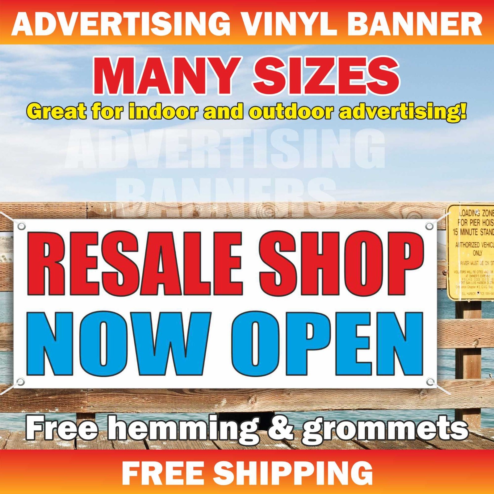 RESALE SHOP Advertising Banner Vinyl Mesh Sign Store Clothing Now Open Boutique