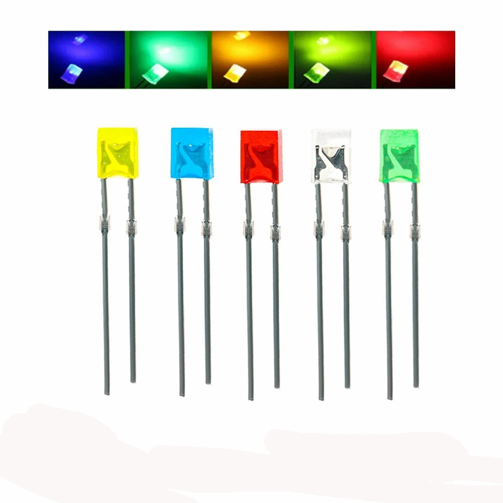 100 LED Sortiment rechteckig 2x3x4mm je 20x rot,grün,gelb,blau,weiß Leuchtdioden