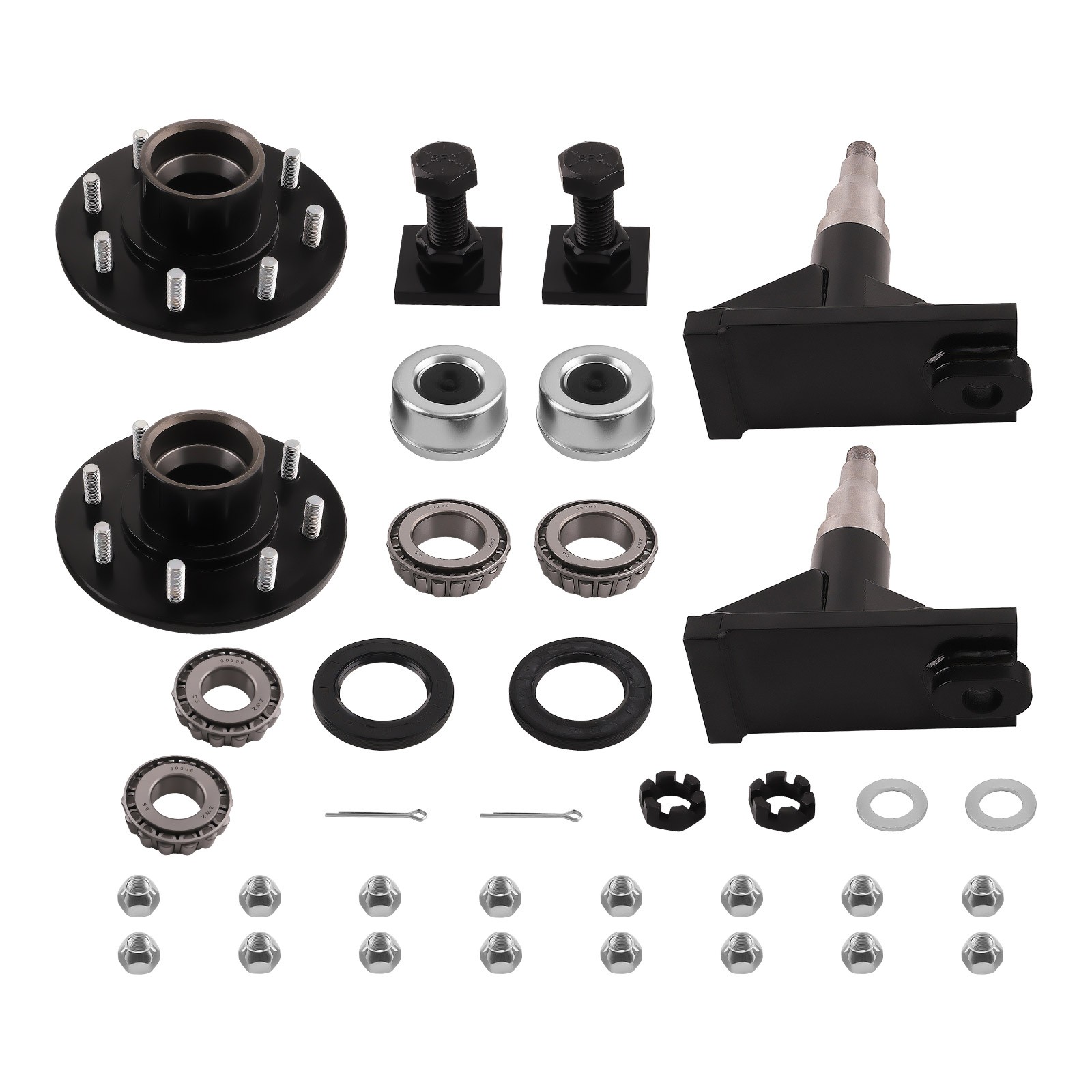 8 x 6.5 Lug Bolt On Wheels for shipping Container Hub Spindle Kit 8000LB steel