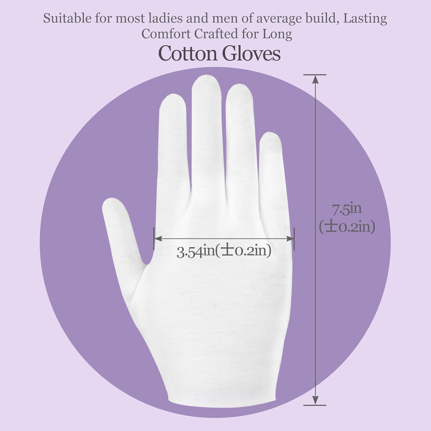 5 Pairs White Cotton Gloves for Dry Hands Sleeping, Soft Moisturizing Eczema Glo