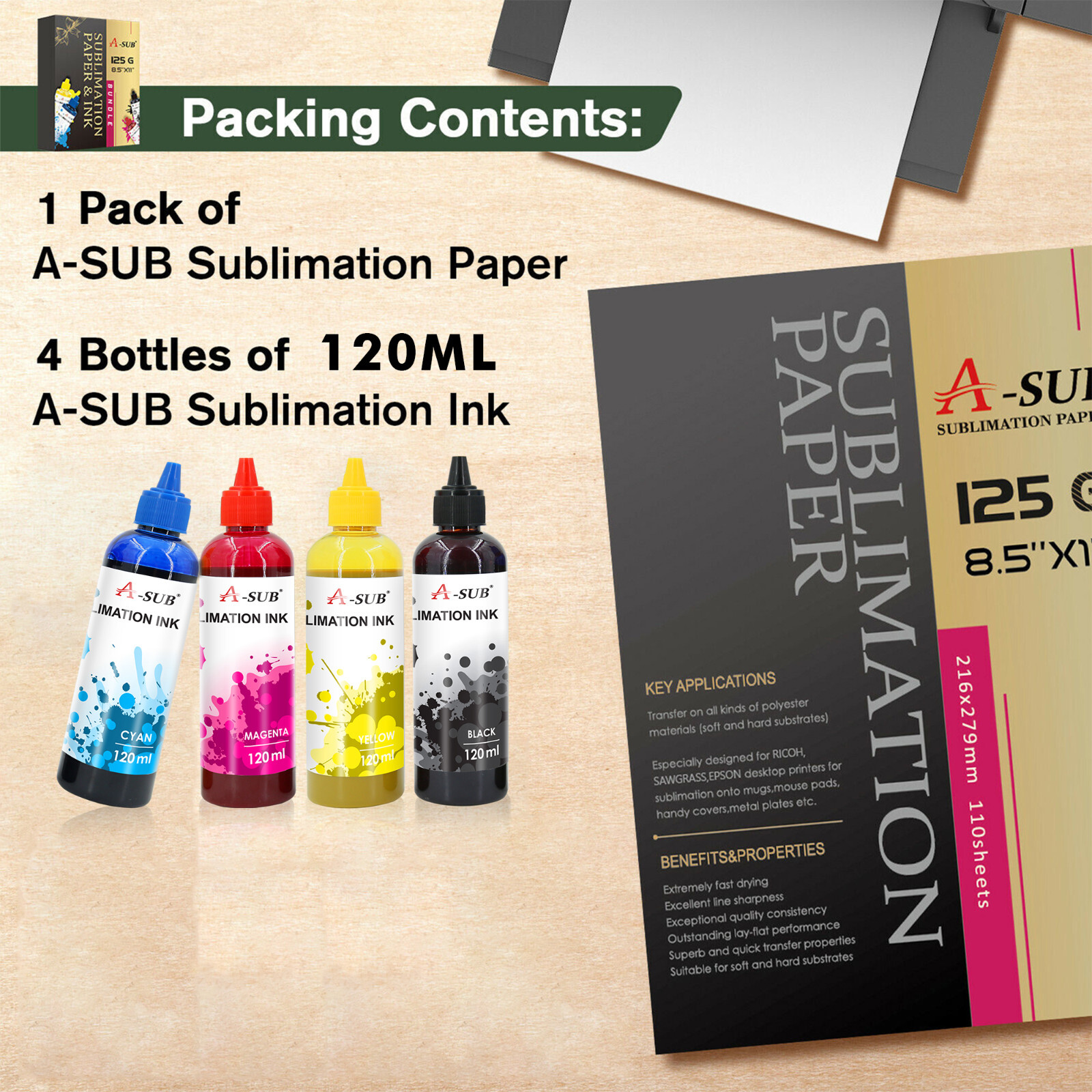 A-SUB Sublimation Starter Kit – A-SUB Sublimation Paper and Sublimation Ink