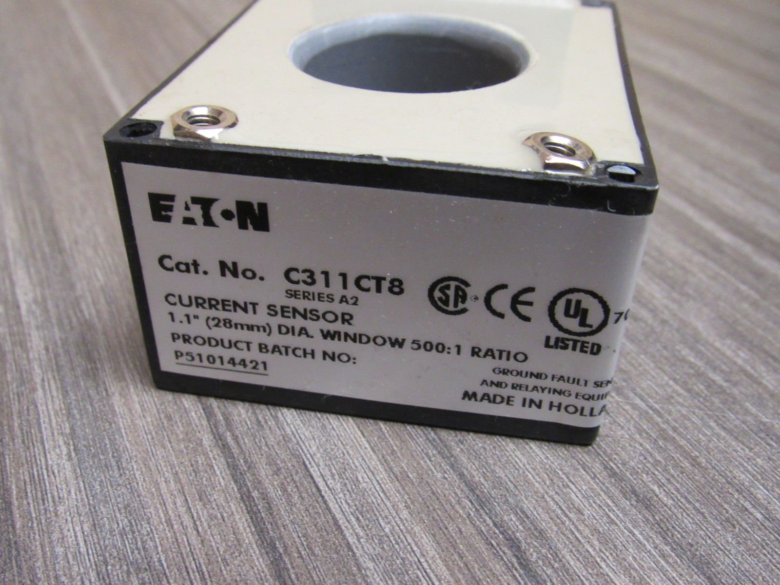 EATON C311CT8 SERIES A2 EXTERNAL TOROIDAL CURRENT TRANSFORMER 1.1″ 28MM 500:1