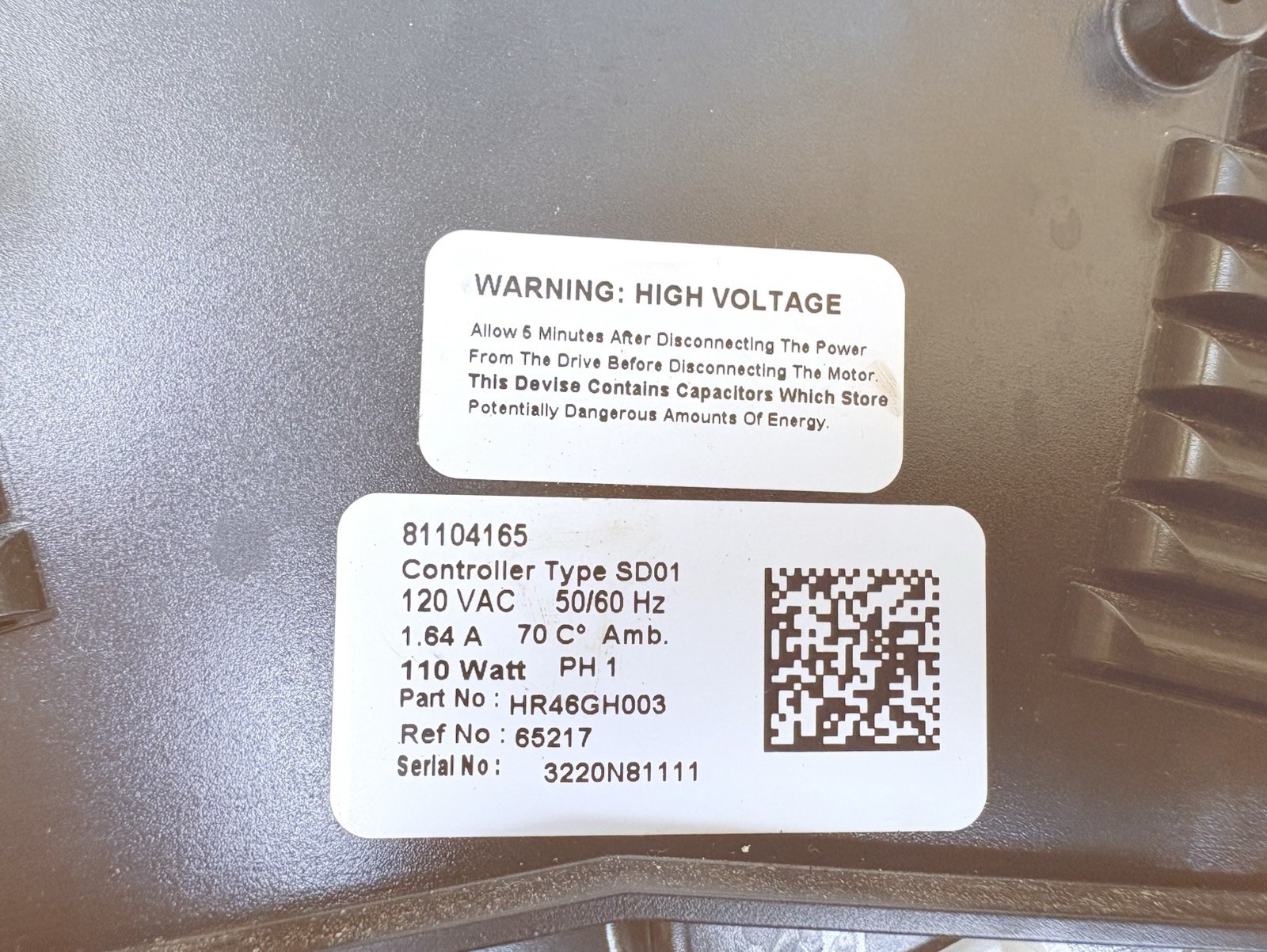 Honeywell Inducer Fan Assembly HR46GH003 120V 1.64A 1-Phase Black