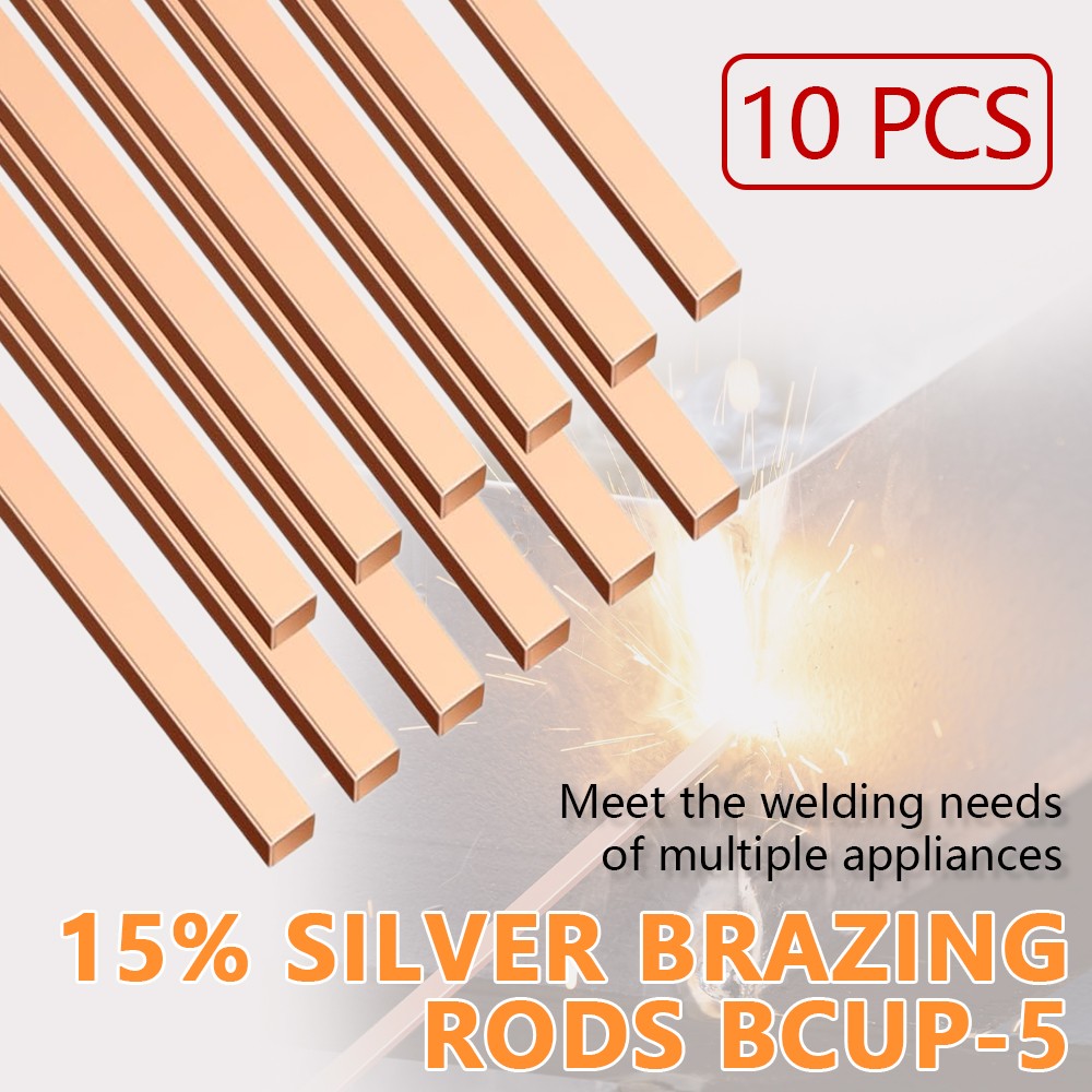 15% Silver Brazing Rods BCuP-5 Welding 10 Pcs for HVAC & Industrial Applications