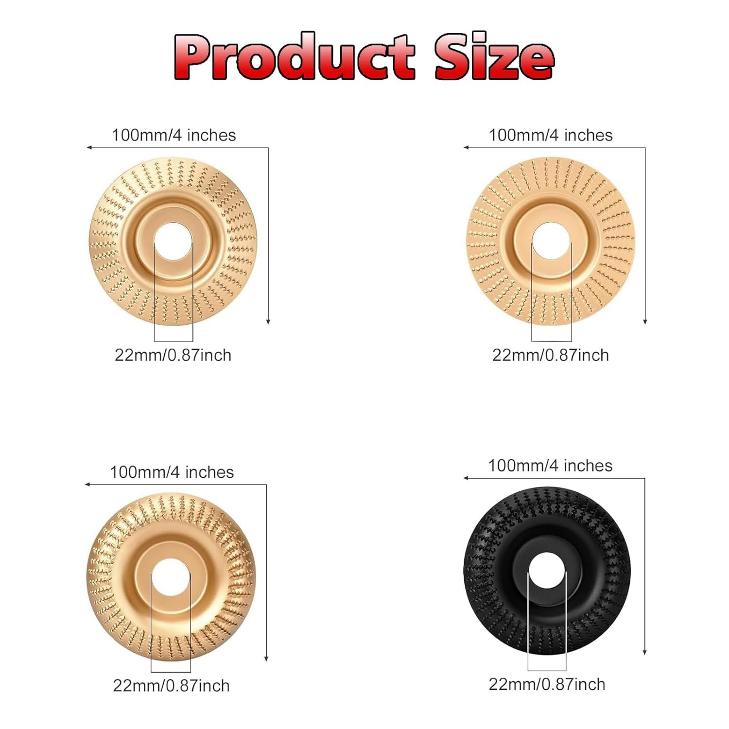 Juego de discos de talla de madera mejorados de 4 piezas para amoladora angular