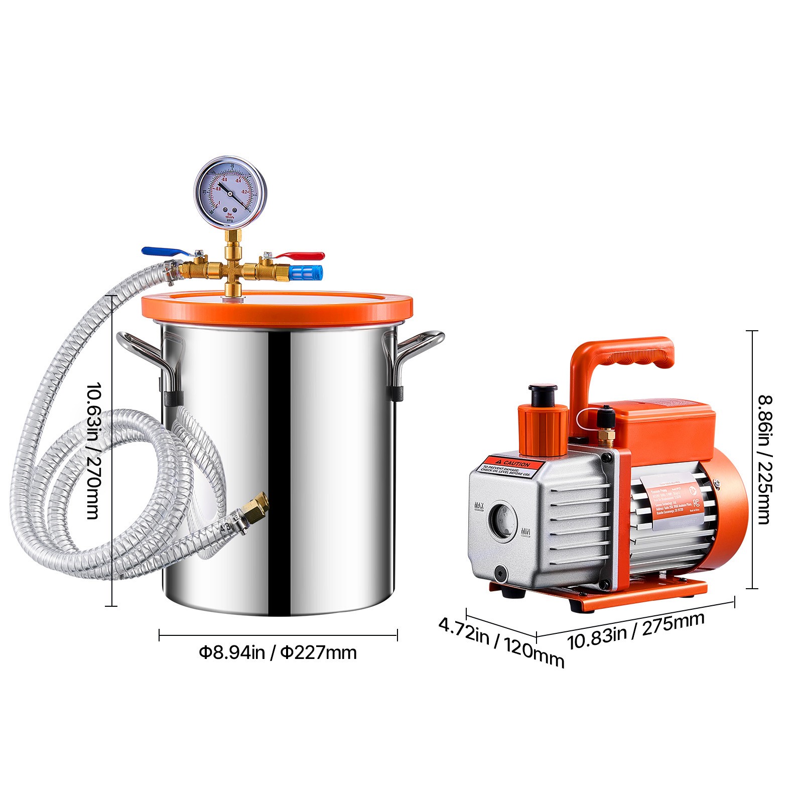 Uimoso 1.5 Gallon Vacuum Chamber 3.5CFM Single Stage Pump Degassing Chamber Kit