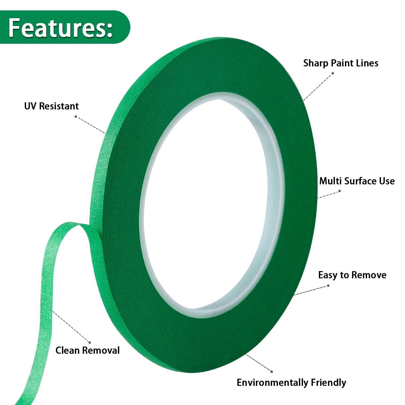 QDiShi 2 Pack 1/4″ inch x 60yd Green Painters Tape Easy X 60 Yd,