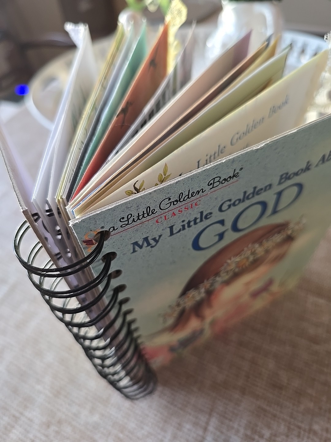 LGB About God Hardcover Junk Journal Wire Bound Scrapbook Vintage Upcycled Book