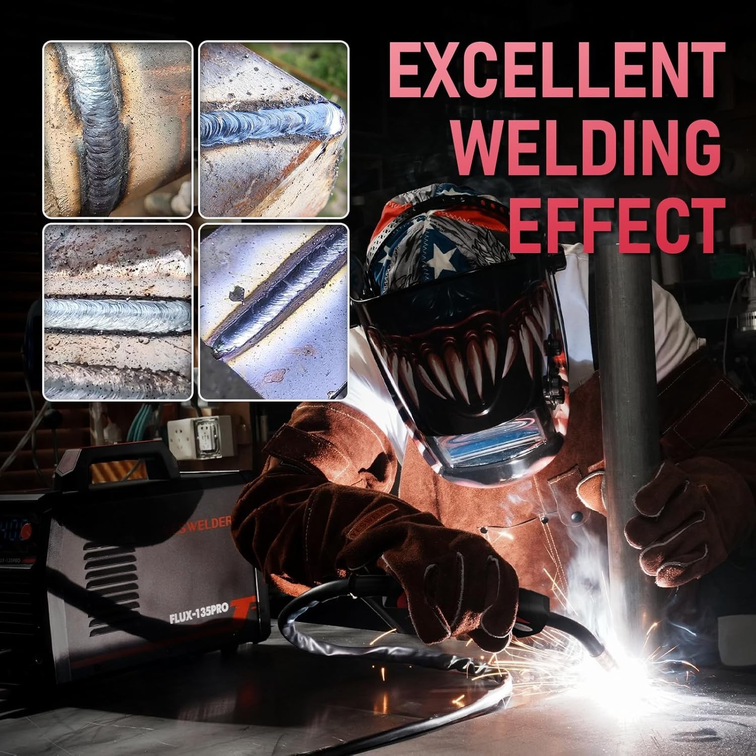 YESWELDER FLUX-135PRO Flux Core MIG Welder & Lift TIG Torch, 135Amp 110V Flux