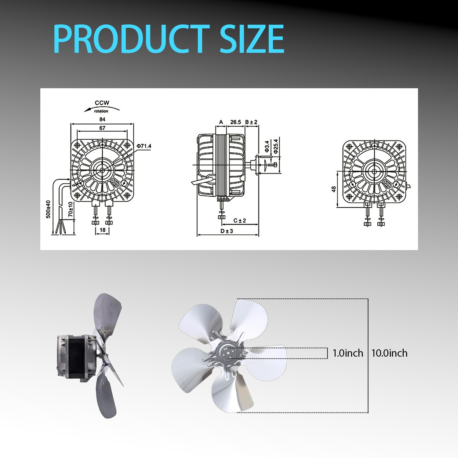 YZF18-25 Electric Fan Shaded Pole Motor 120V 60Hz 1.01A 18W AC Fan Motor for Sma