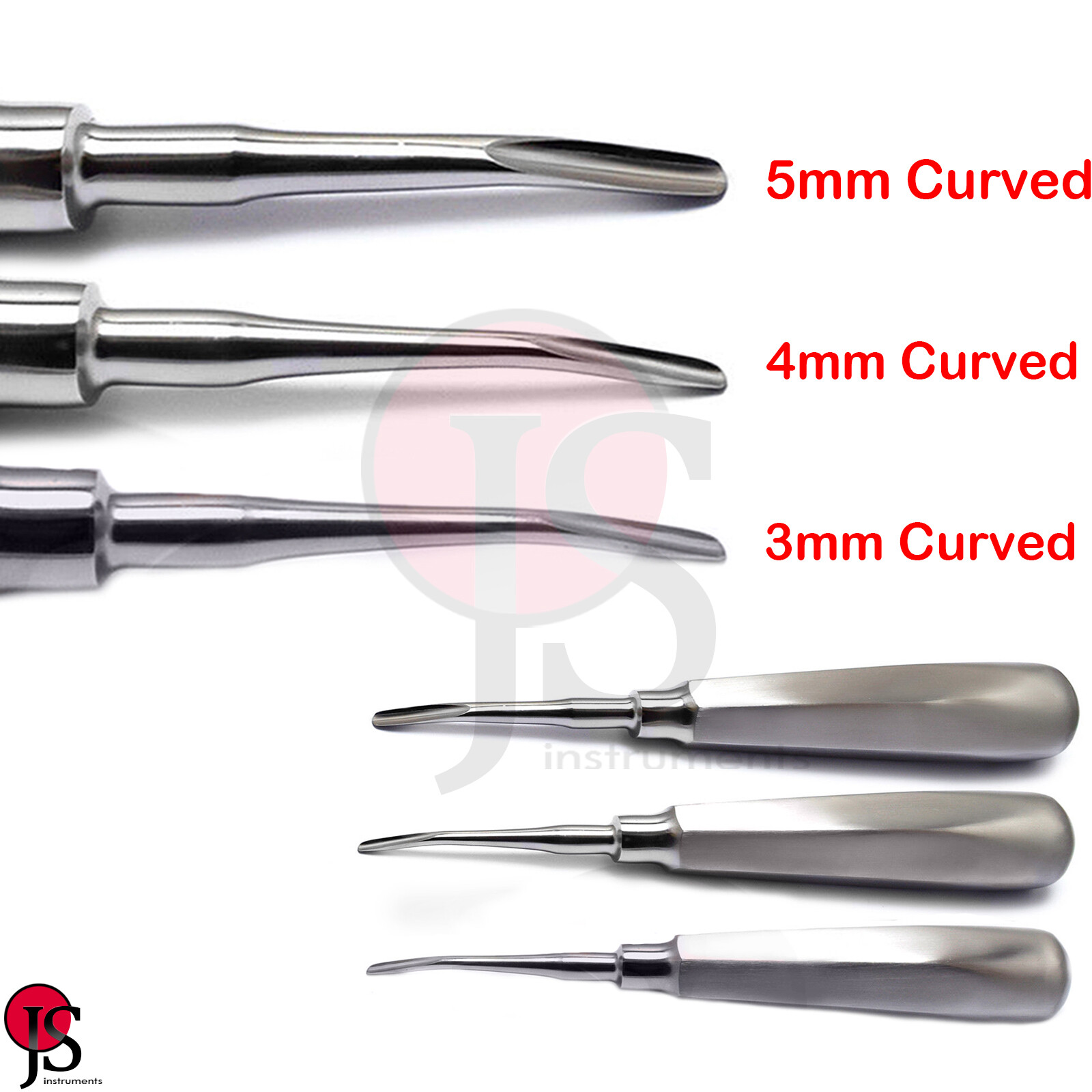 Dental Surgical Luxation Root Elevator Instrument Kit Straight and Curved New