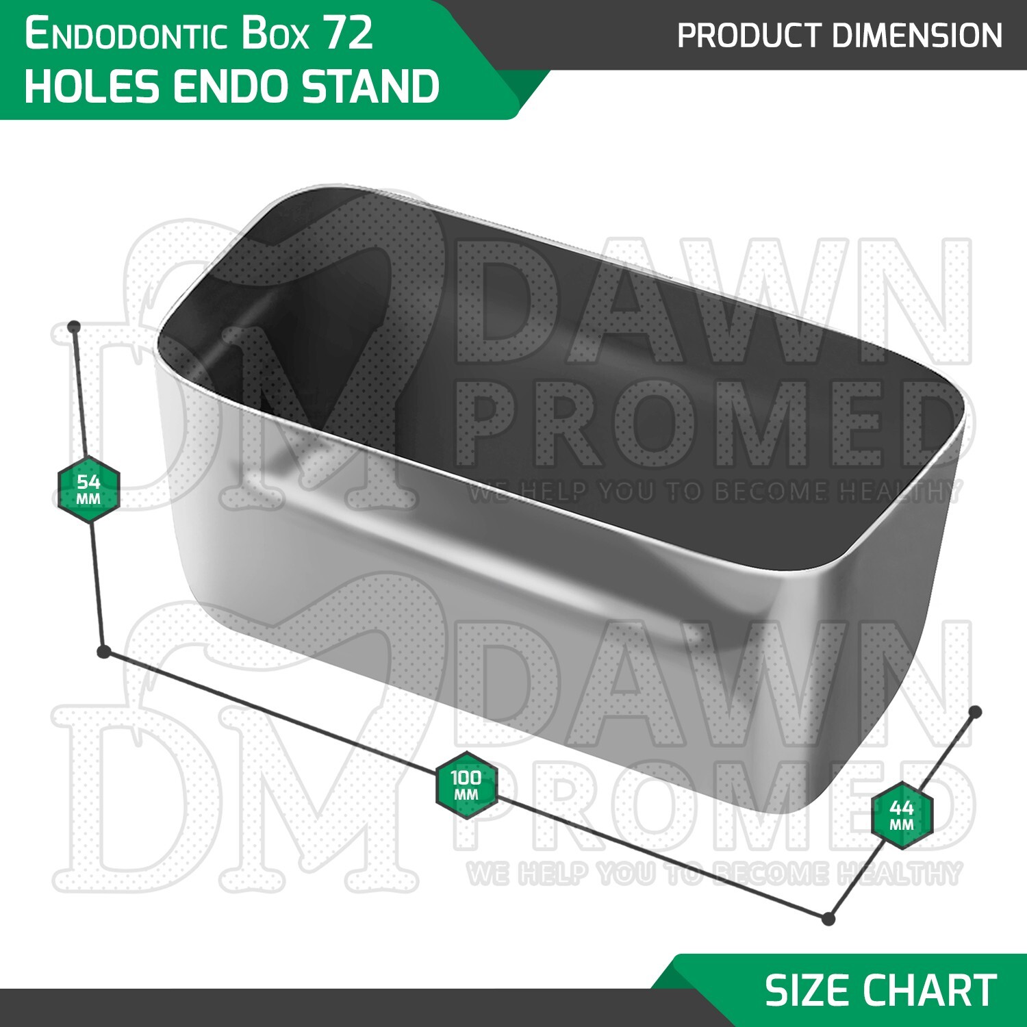 Endodontic Box 100 x 44 x 54mm 72 Holes Endo Stand Surgical Dental Instruments