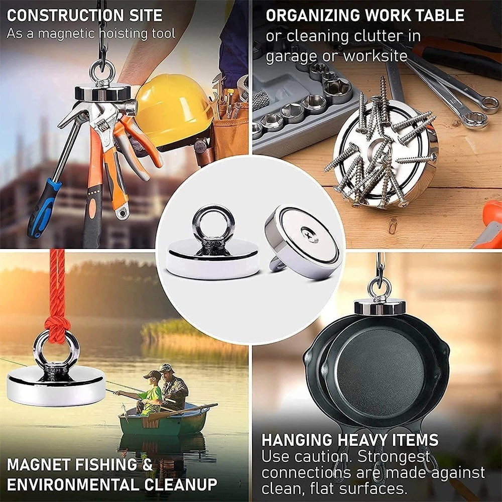 Super Strong N52 Neodymium Fishing Magnet Hook Heavy Duty Rare Earth Power Grips
