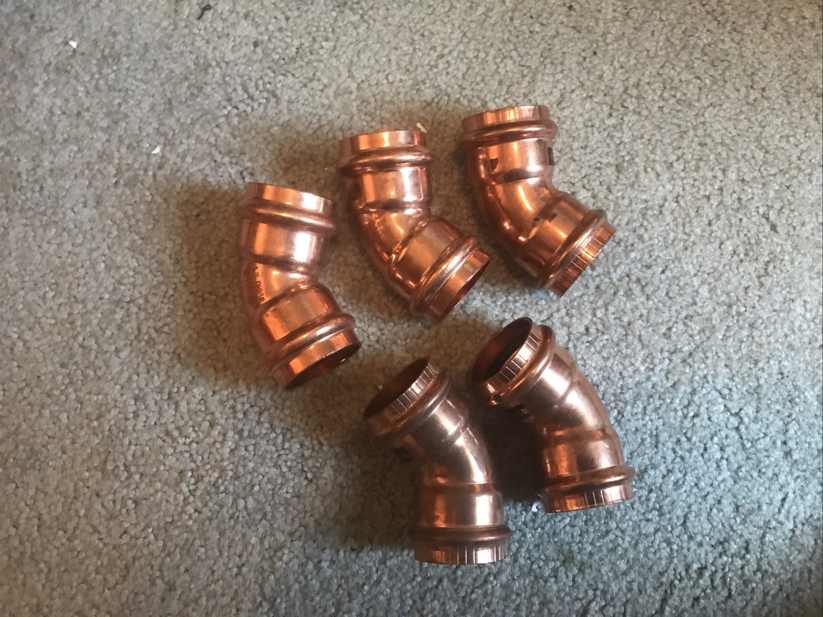 Lot Of 5 VIEGA Streamline NIBCO 45° COPPER ELBOW FITTING, 1 1/4” 03050 Press