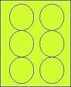3 1/3″ Round Fluorescent Chartreuse Labels, 6-UP (8.5″ x 11″)- Box of 100 Sheets