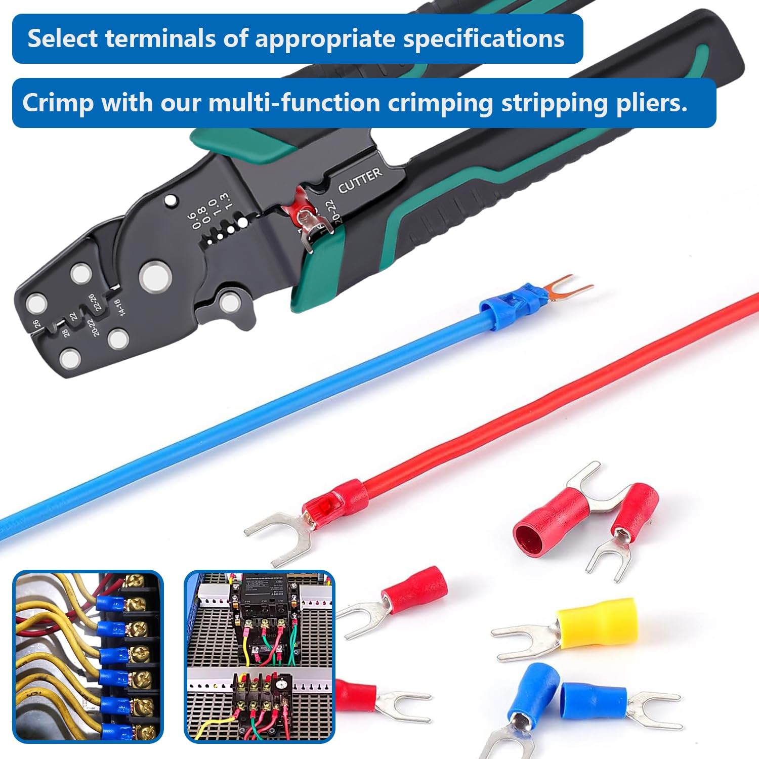 smseace 245Pcs #8 Fork Spade Connectors 22-16/16-14/12-10 #8, multicoloured