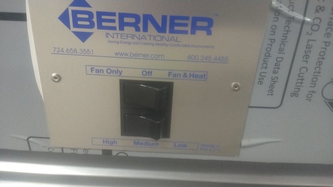 Berner CHD10-1036EZ-100-3X-G 1/2 HP 1687 Max CFM 480VAC Heated Air Curtain