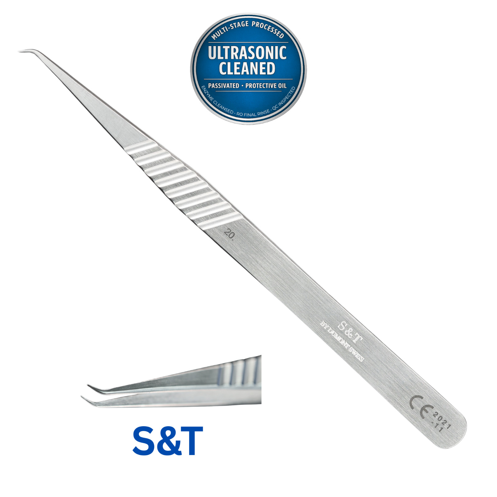 S&T JFAL-3 Vessel Dilator Forceps, Smooth 0.3mm Jaws, Angled 45°, 130mm