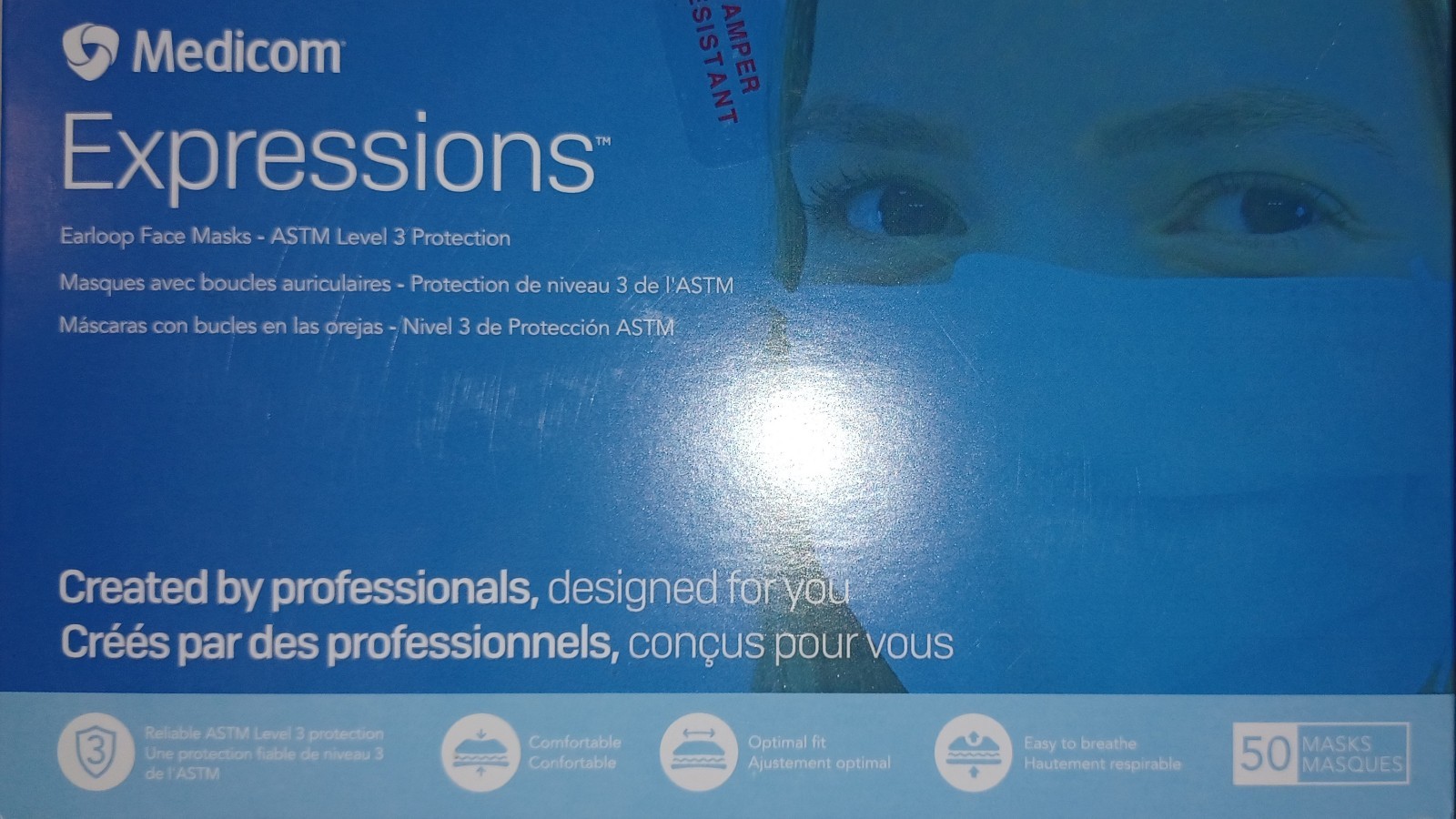 Medicom Expressions Disposable Face Masks ASTM Level 3 Surgical Mask 50ct 08/30