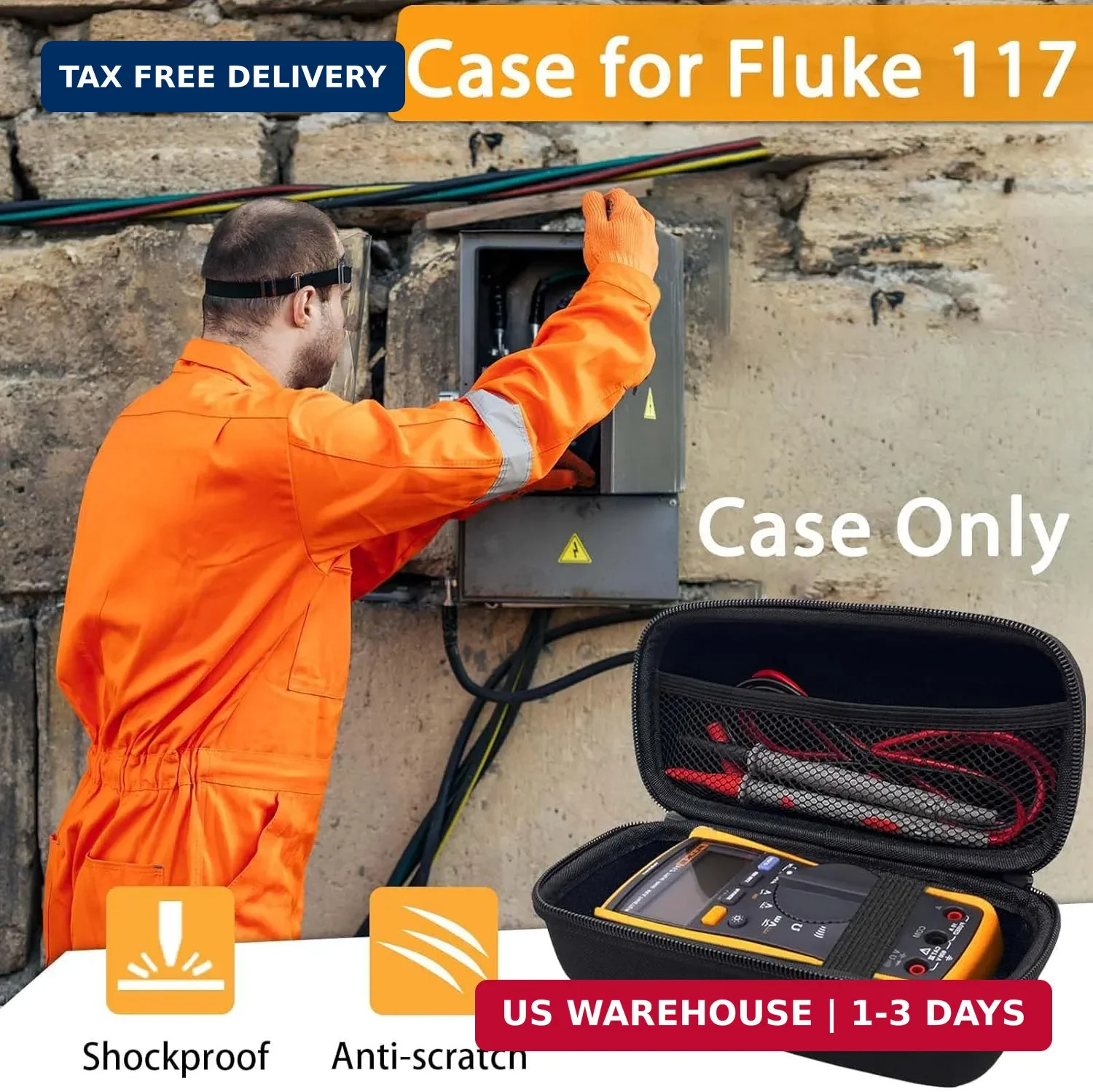 Klawdsky Hard Case for Fluke 117/115/116/114, Carrying Digital Multimeters Case,