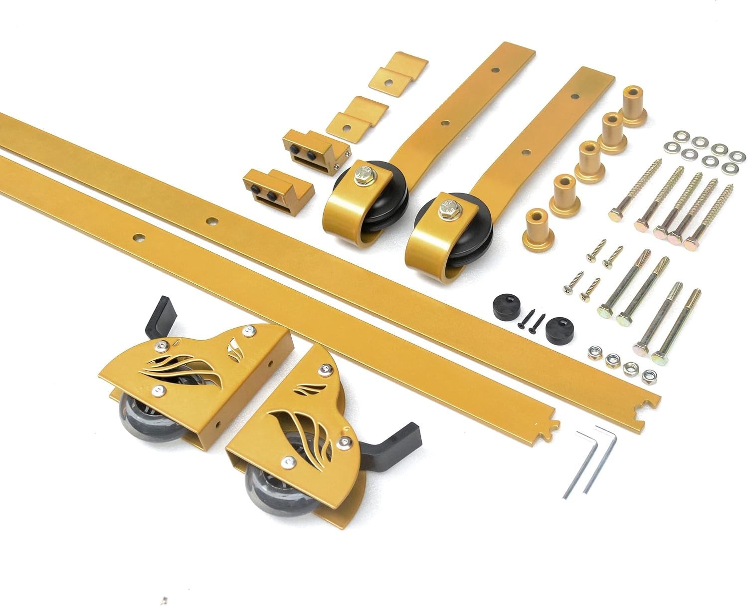 6.6FT Sliding Library Ladder Hardware Kit, Rolling Track System with Braking