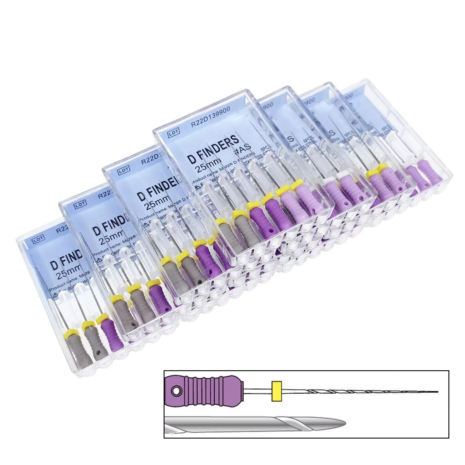 6pcs/pack Dental D Finders Endodontic Files for Calcified/Curved Canals