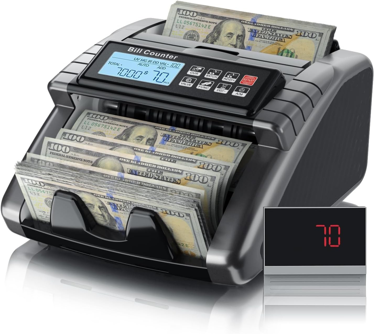 Money Counter Machine with Value Counting, Support Dollar and Euro, UV, MG, M…