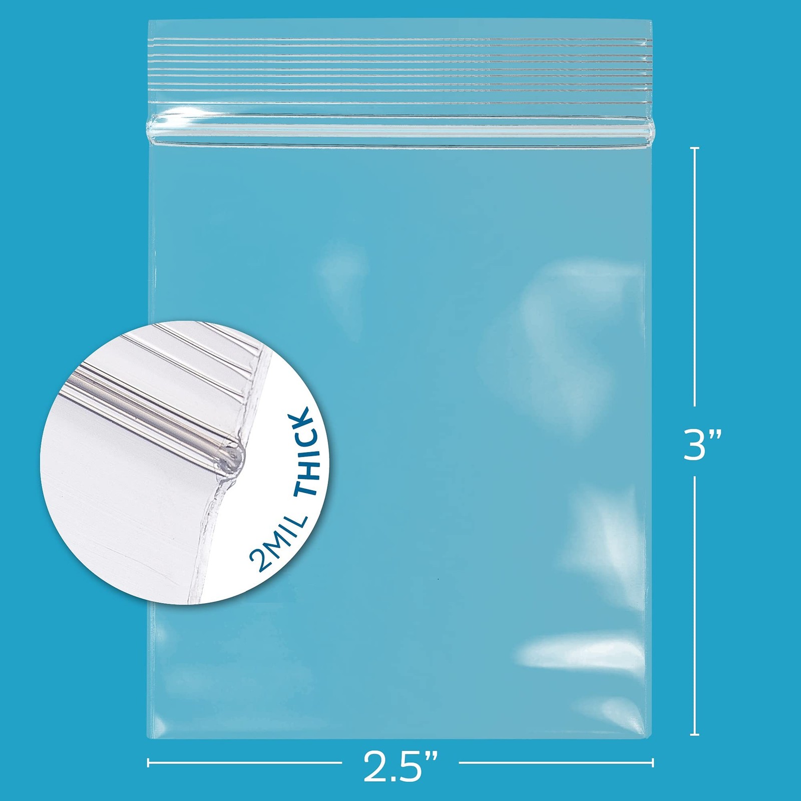 – Pack of 500, 2.5″ x 3″ 2 Mil Thick – Clear Plastic Reclosable Zip Bags – Bu…