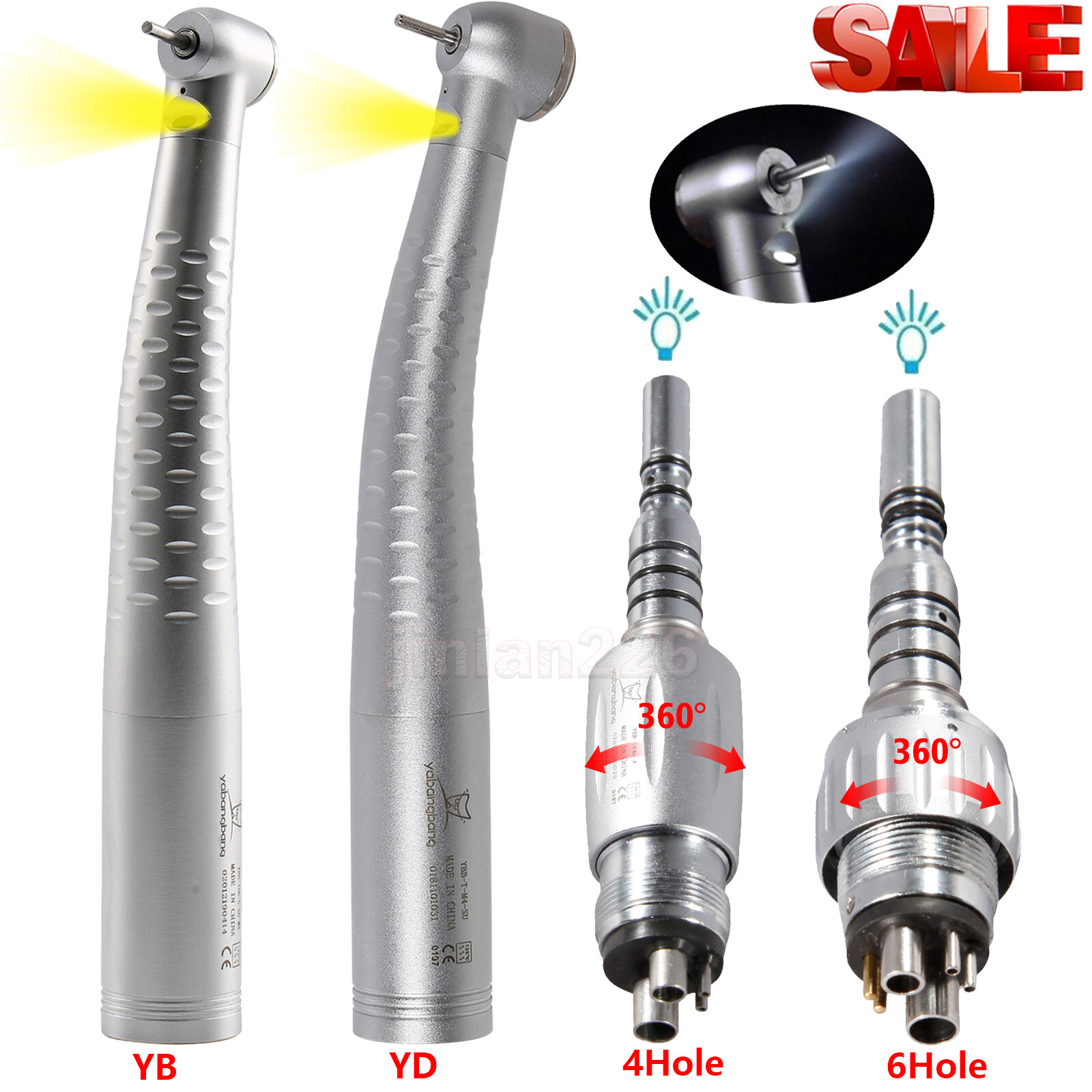 YABANGBANG Dental High Speed Turbine Fiber Optic Handpiece fit KaVo Coupler 4/6H