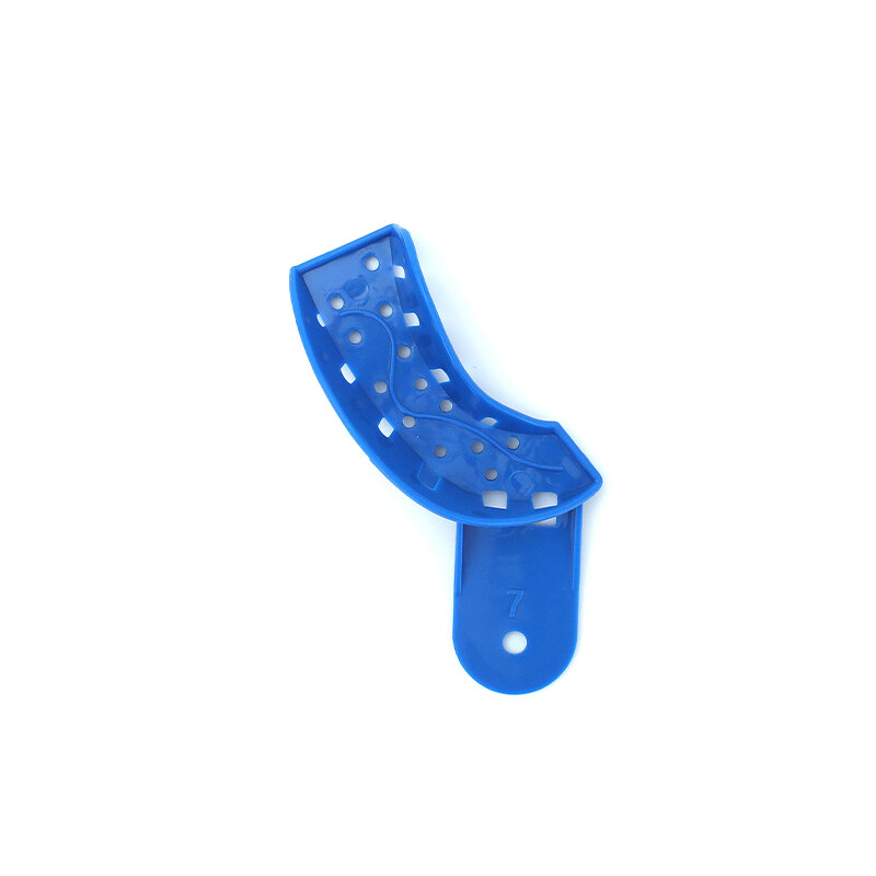 2PCS Dental Impression Trays Blue Plastic Perforated Set Upper / Lower S/M/L/XL