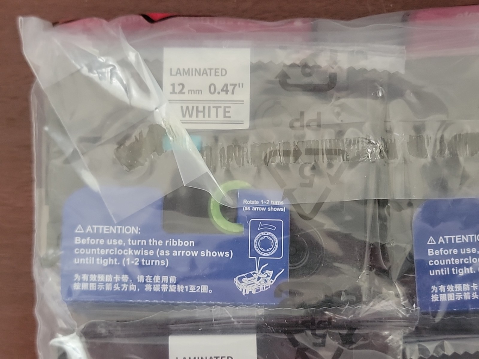 Lot Of 16 Laminated Label Tape 12mm 0.47″ White 231 Black Ink Cartridge P-Touch