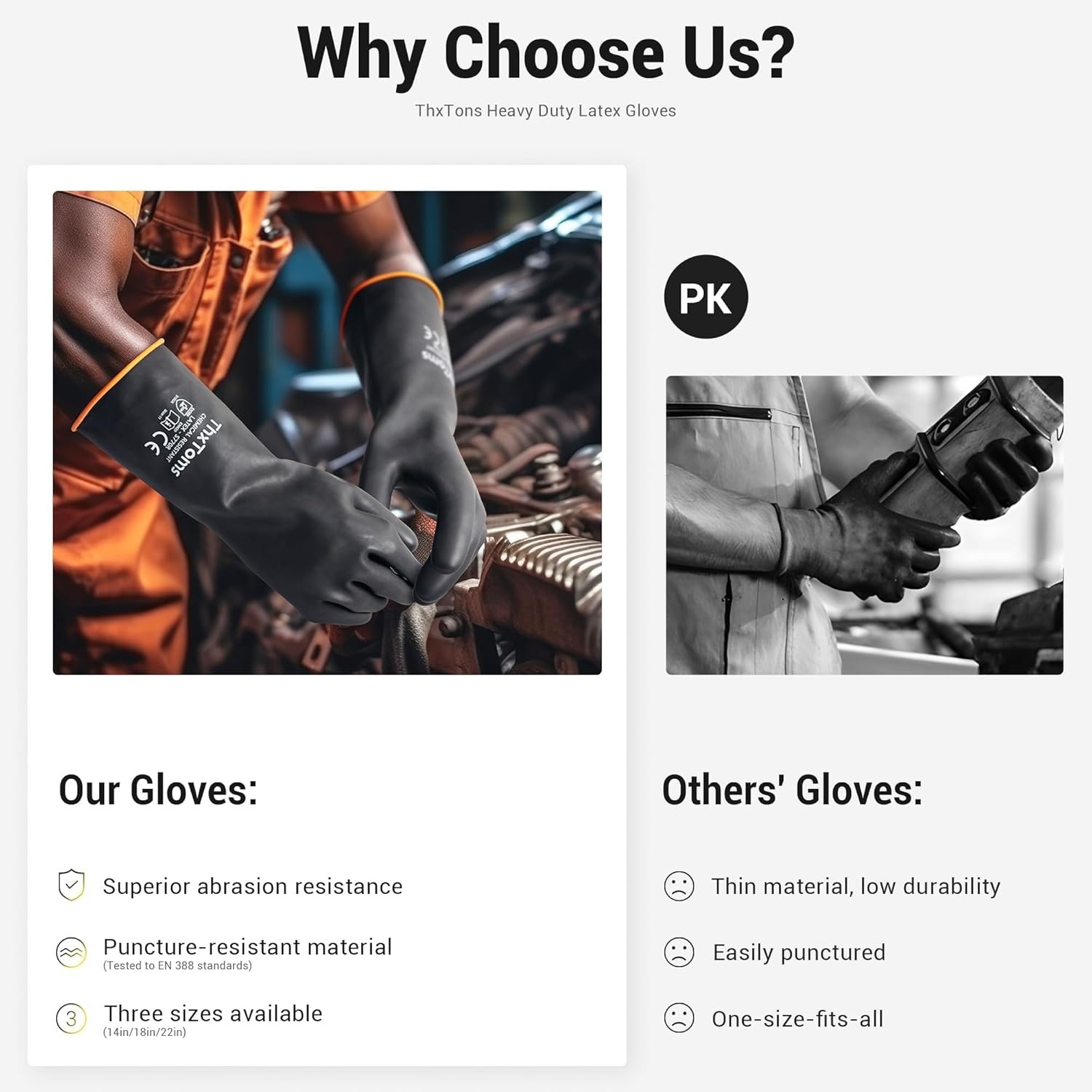 Long Rubber Gloves 22 Inch Durable Latex Acid Proof Oil Proof for Industrial Use