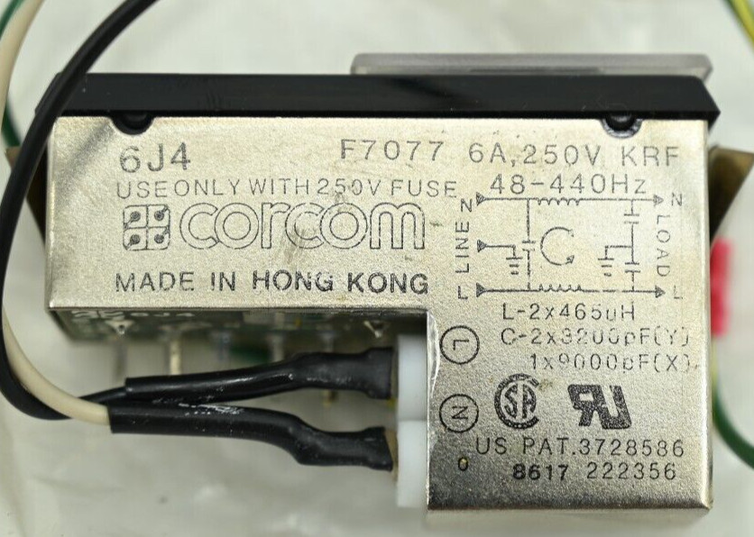 CORCOM 6J4 Power Entry Module F7077 6A 250V KRF 48-440HZ