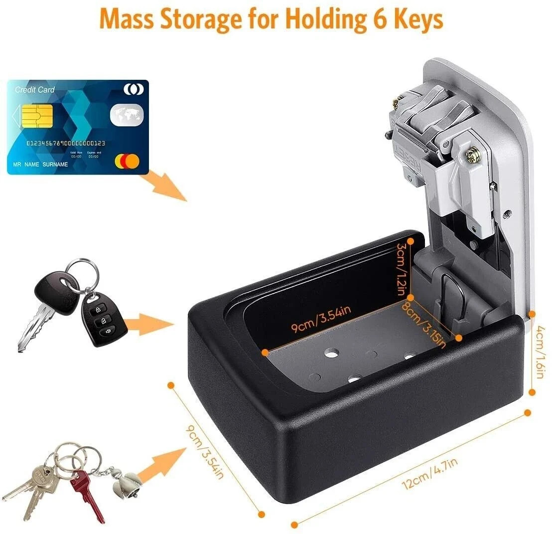 Key Lock Box Combination Wall Non Metal 4 Digit Security Storage Case Organizer
