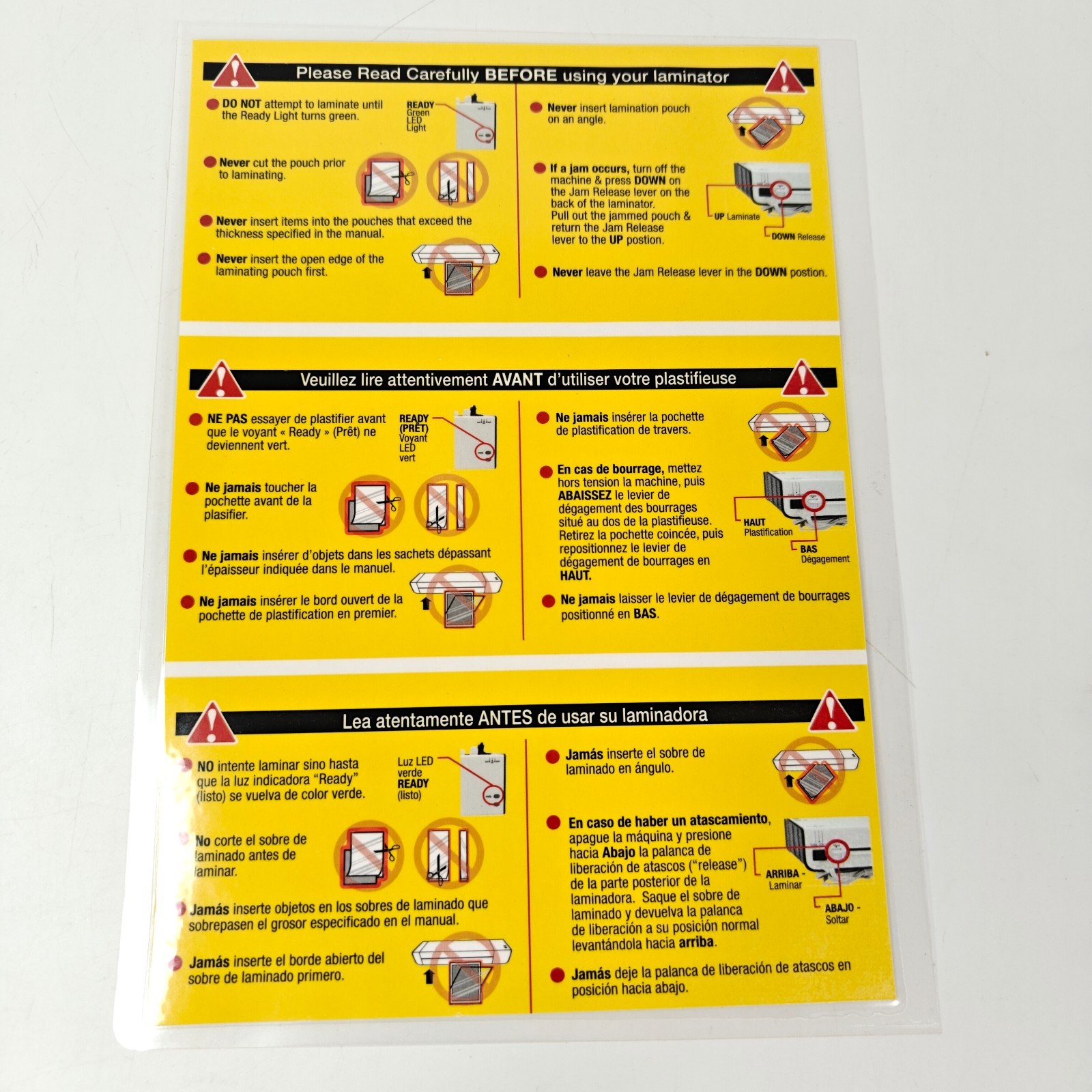 Amazon Basics PL9-US 9-Inch Thermal Laminator Machine White NEW w/Sample Pouchs