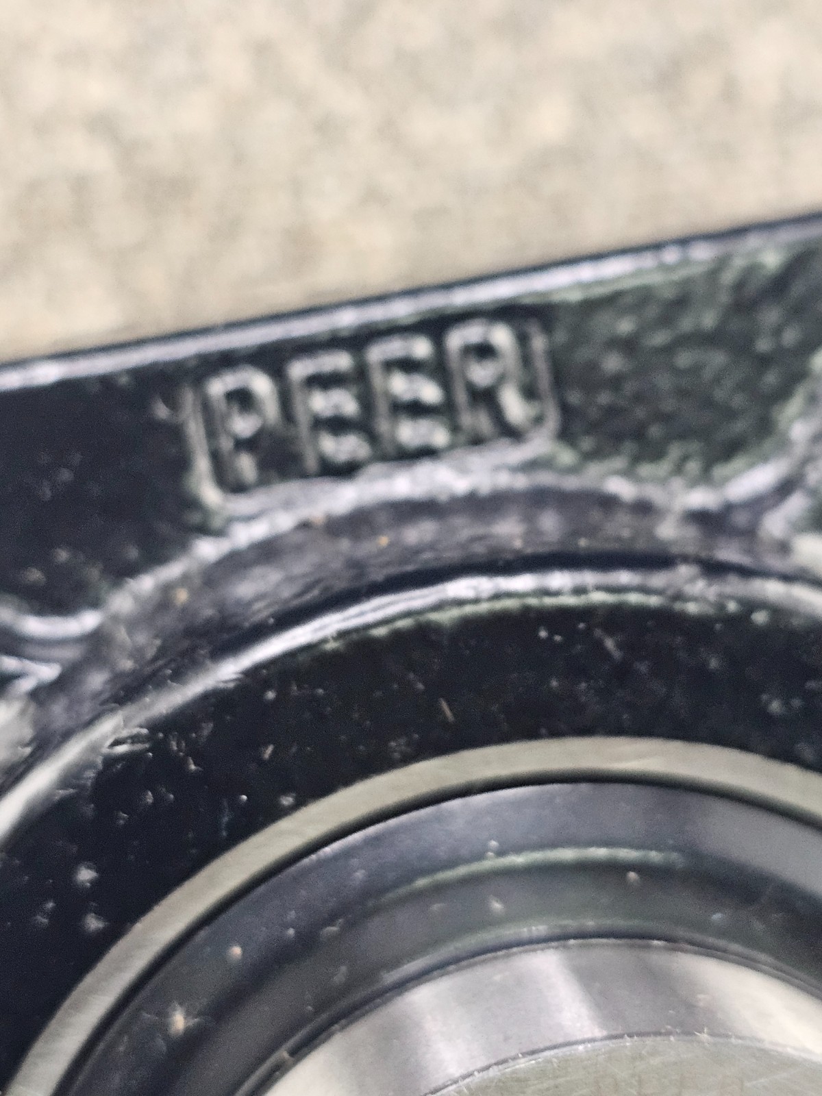 Peer F208 Mounted Bearing 4-Bolt Square Solid Housing Cast Iron w/ UC208-24M-A