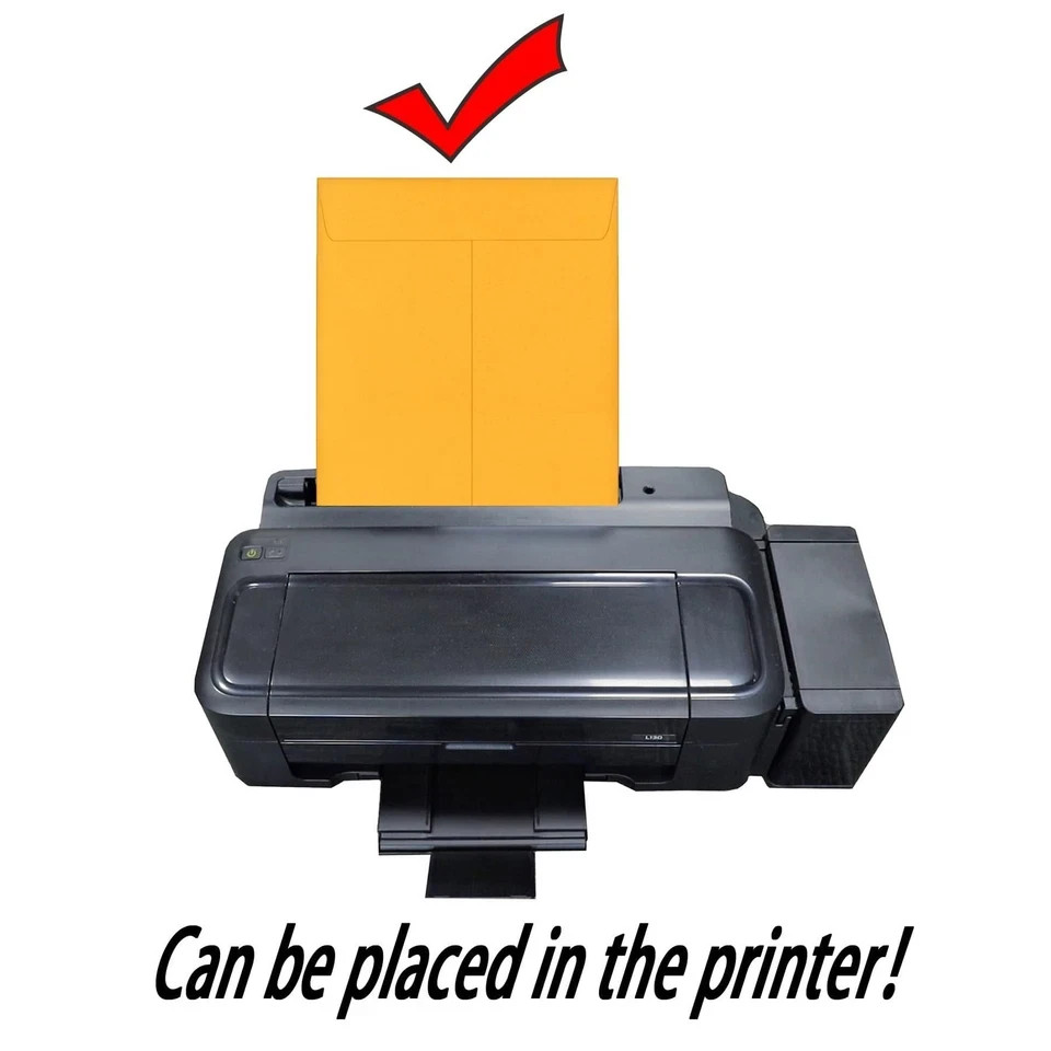 250 PCS 6×9 inches Security Catalog Envelopes Printable Self Seal. golden kraft
