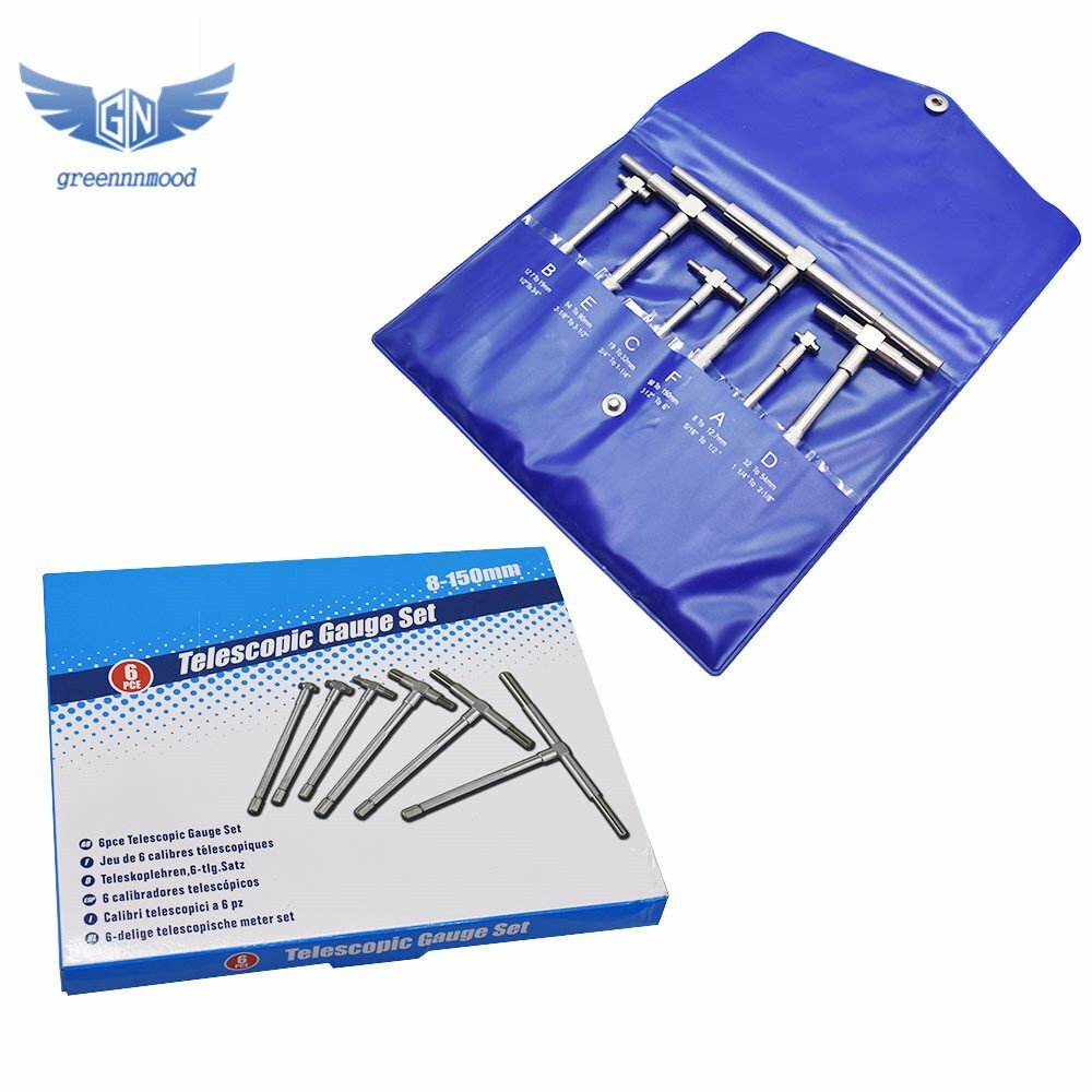 6 Pcs Telescoping Gage Set 5/16″ – 6″ Range Precision T-Bore Hole Gauges Set