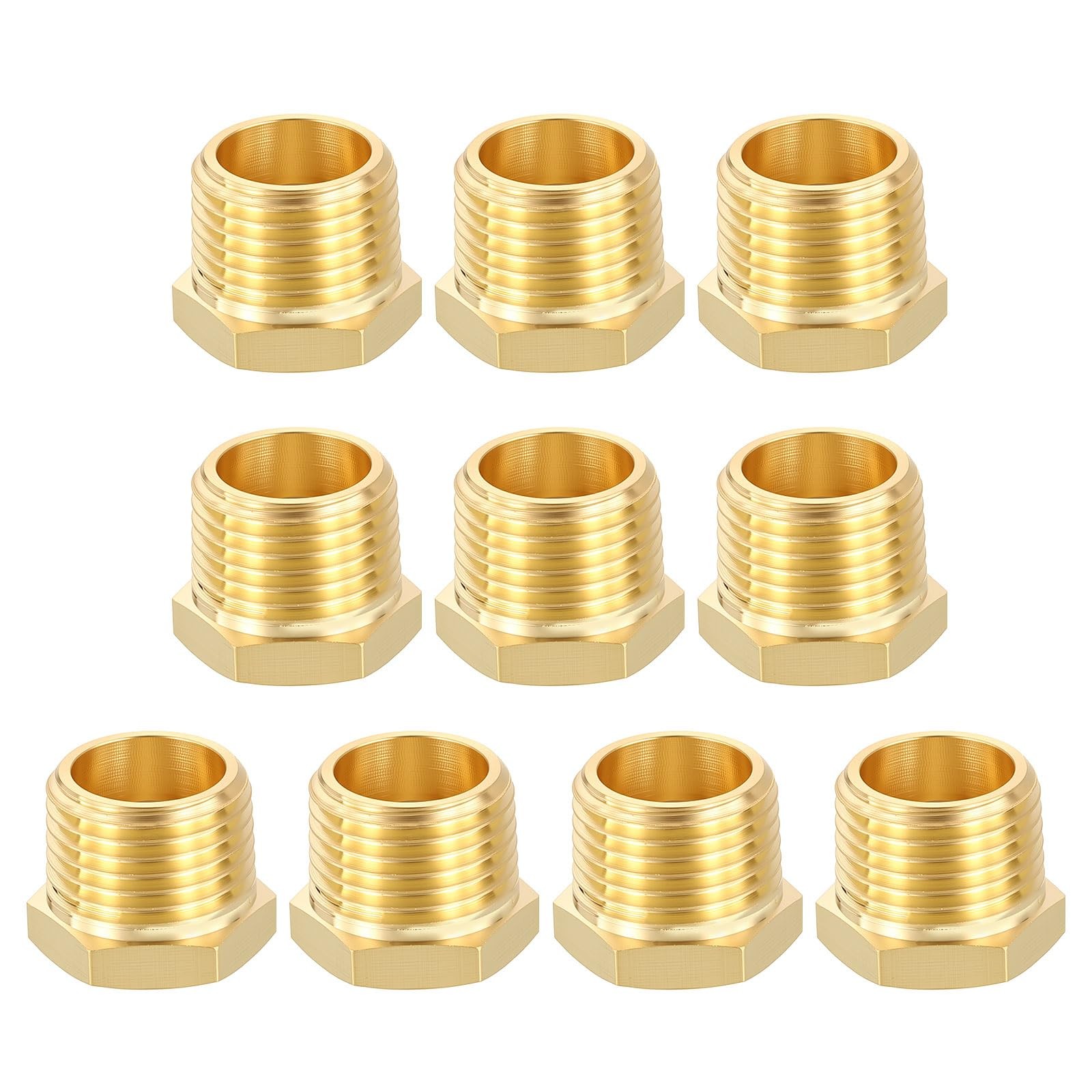 METALLIXITY 10PCS 1/2″ Male NPT to 1/4″ FeMale NPT, Brass Pipe Fittings