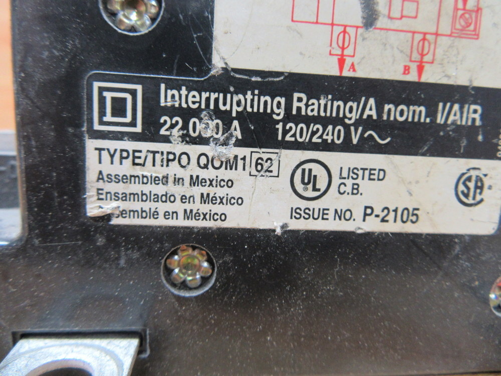 Square D QOM100VH8106 Circuit Breaker 100 Amp 2 Pole